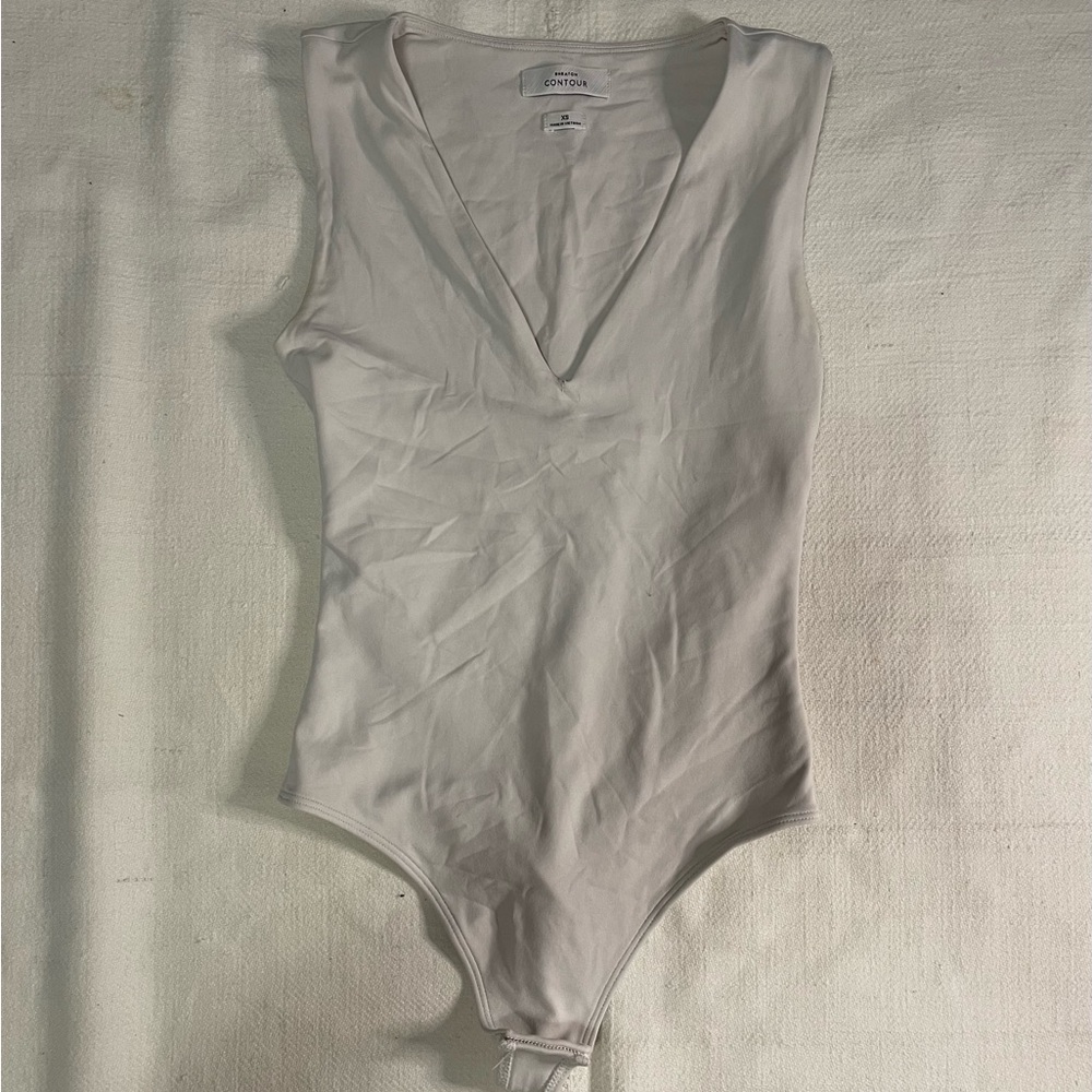 Aritzia Cream V-Neck Bodysuit